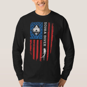 Duiken Duiken Duiker Amerikaanse vlag Amerikaanse  T-shirt