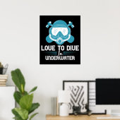 Duiken - Liefde in onderwater duiken Poster (Thuiskantoor)