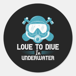 Duiken - Liefde in onderwater duiken Ronde Sticker