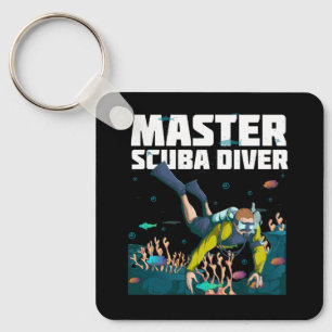 Duiken Master Scuba Diver Down Duik Avontuur Ocean Sleutelhanger