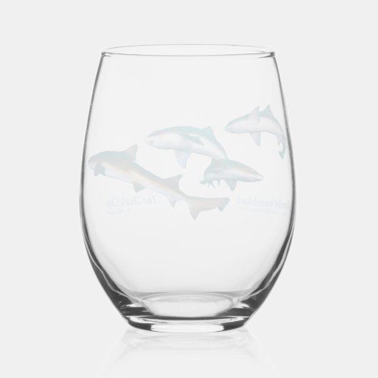 Duiken met Shark Drinkware Set Wijnglas Zonder Voet (Achterkant)
