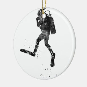 Duiken met zuurstofapparatuur keramisch ornament
