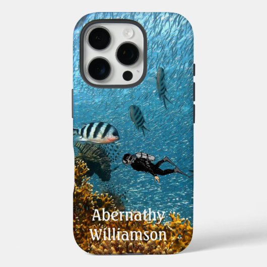 Duiken onder water scène Duiker personaliseren Case-Mate iPhone Case (Achterkant)