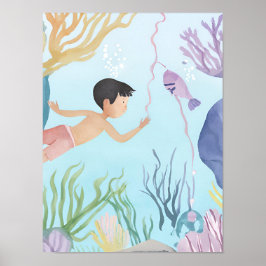 Duiken op het rif poster