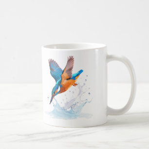 Duikende ijsvogel Levendige natuurkunst Koffiemok