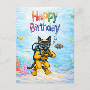 Duiker Happy Birthday onder water Briefkaart