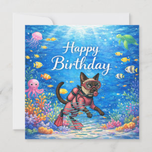 Duiker Happy Birthday onderwater Feestdagenkaart