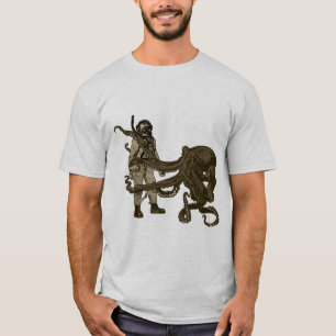  duiker met duikhelm en octopus t-shirt