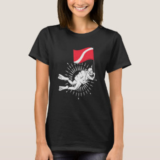 Duiker Vlag Oceaan Zwemmen Onderwater Duiken T-shirt