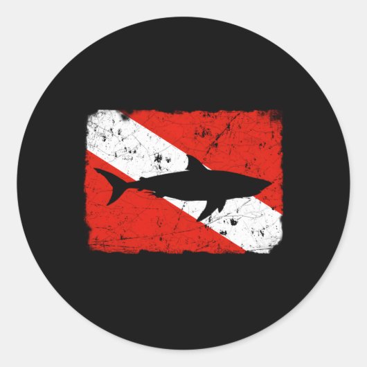 Duikers onder haaienduikvlag ronde sticker (Voorkant)