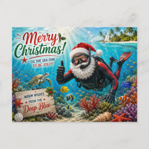 Duikker Kerstman Onderwater Kerstmis Feestdagenkaart