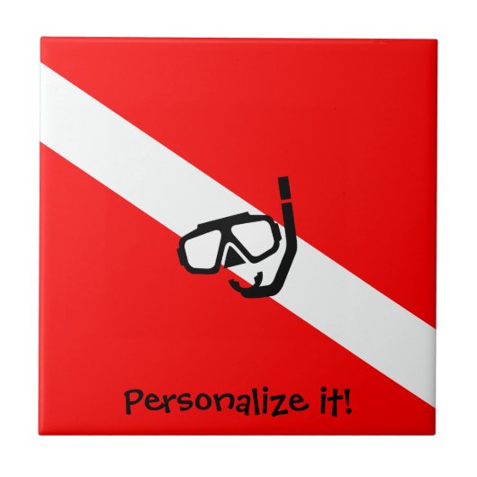 Duikmasker met vlag tegeltje (Voorkant)