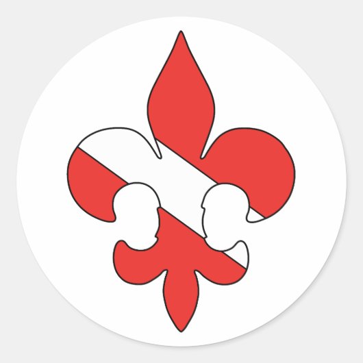 Duikvlag Fleur de lis Ronde Stickers (Voorkant)