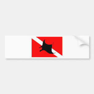Duikvlag Manta Ray Bumpersticker