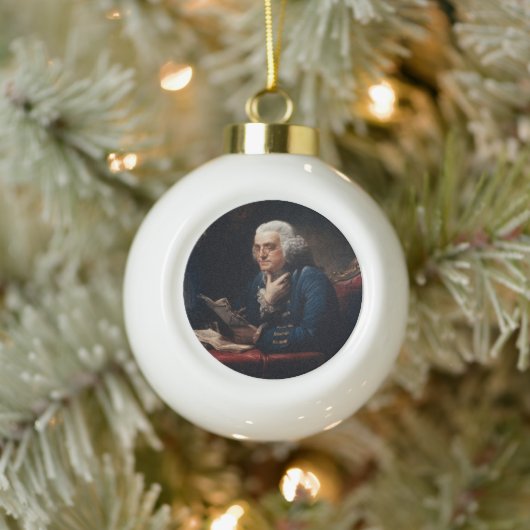 Duim portret, Benjamin Franklin Founding Father Keramische Bal Ornament (Boom)