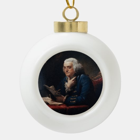 Duim portret, Benjamin Franklin Founding Father Keramische Bal Ornament (Voorkant)