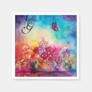 DUIMBELINA, BLOEMMAND EN VLINDERMONOGRAM SERVETTEN