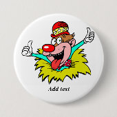 Duimen omhoog, leuke clown SJABLOON, Ronde Button 7,6 Cm (Voorkant)