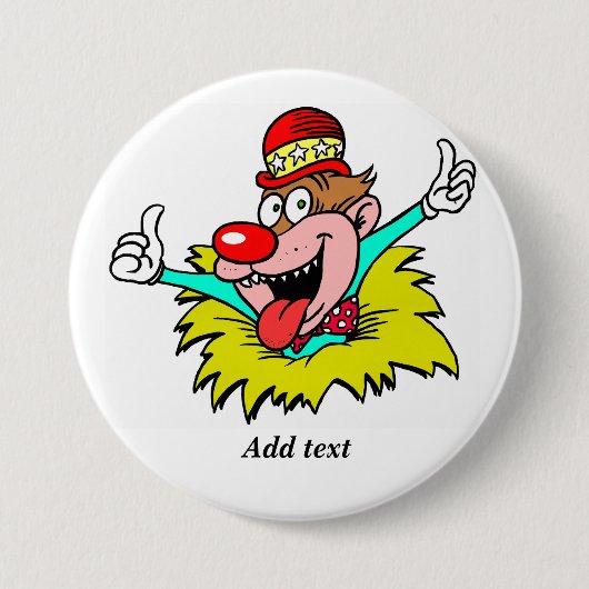 Duimen omhoog, leuke clown SJABLOON, Ronde Button 7,6 Cm (Voorkant)