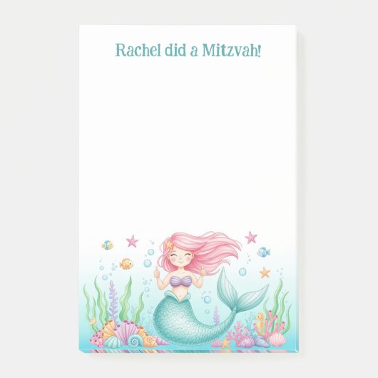 Duimen omhoog Mermaid Gepersonaliseerde Mitswa Post-it® Notes (Voorkant)