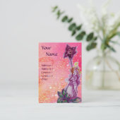 DUIMSTEEN, PAARSE BLOEM IN ROZE FUCHSIA SPRANKELS VISITEKAARTJE (Staand voorkant)