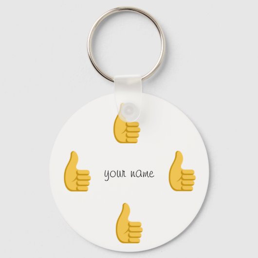 Duimt Emoji en '' Jouw naam Hier " Sleutelhanger (Voorkant)