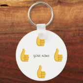 Duimt Emoji en '' Jouw naam Hier " Sleutelhanger (Voorkant)
