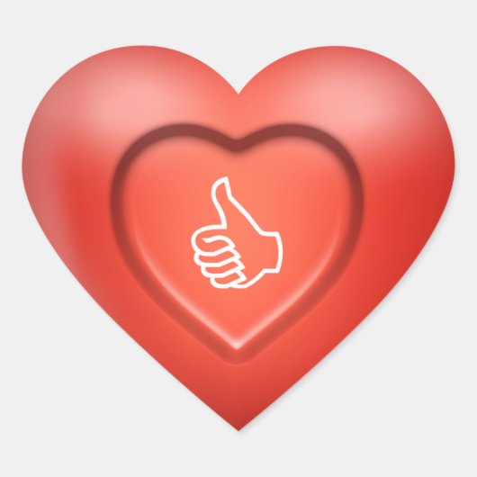Duimt omhoog Sign Red Hart Sticker (Voorkant)