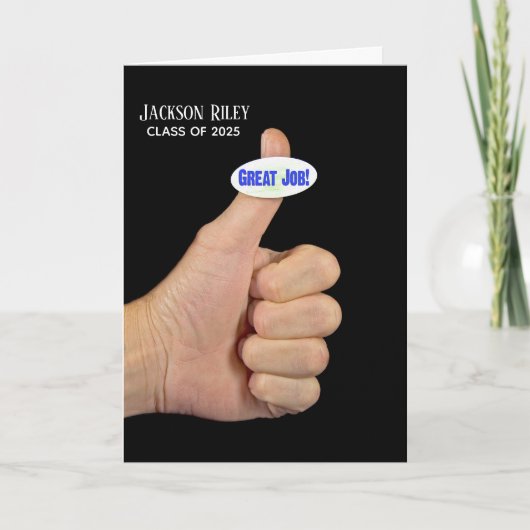 Duimt omhoog voor afstuderen kaart (Voorkant)