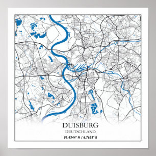 Duisburg Deutschland City Map Eenvoudig reizen Poster