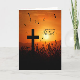 DUISTALIGE CONDOLENTIEKAART MET KRUIS BIJ ZONSONDE KAART