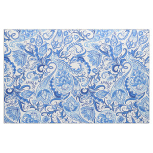 duister en licht blauw bloemenpatroon stof