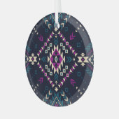 Duistere stam Navajo,  geometrisch. Glas Ornament (Voorkant links)