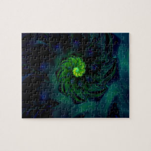 duisternis Blauwe en groene fractale kunst Legpuzzel
