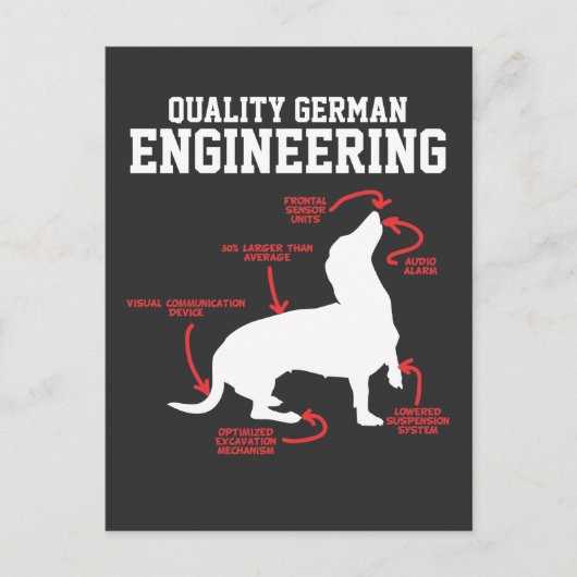 Duits Dachshund Dog Weiner Engineering Funny Pupp Briefkaart (Voorkant)