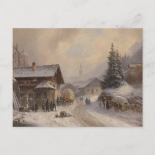 Duits dorp in de winter briefkaart