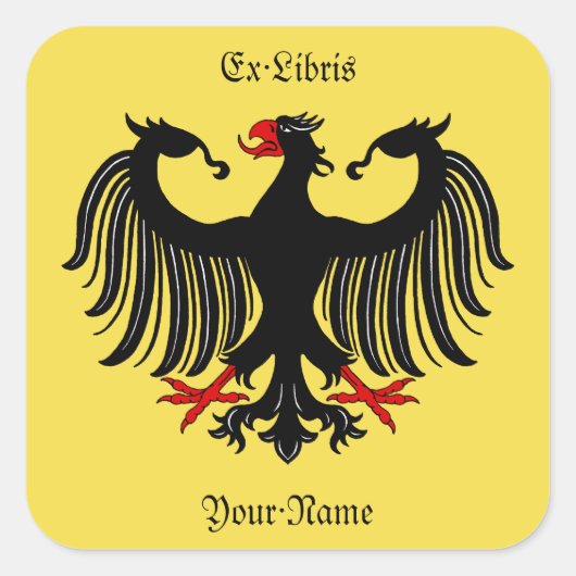 Duits Eagle Bookplaat Vierkante Sticker (Voorkant)