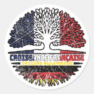 Duits - Frankrijk - vlag voor boomstammen Ronde Sticker