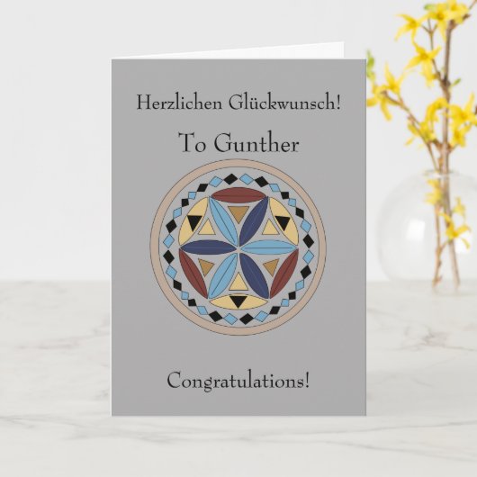 Duits gefeliciteerd kaart (Gele Bloem)