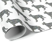 Duits Herder Hond Silhouet Y & B Grid Wit Gift Cadeaupapier (Rol Hoek)