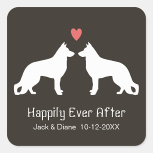 Duits hondenras Schapendoes Silhouetten met aangep Vierkante Sticker
