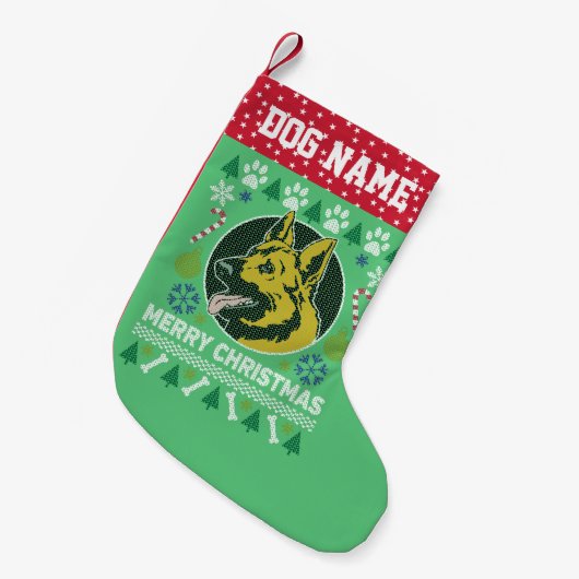 Duits Hondenras Shepherd Oegly met kerst Kleine Kerstsok (Voorkant (Hangend))