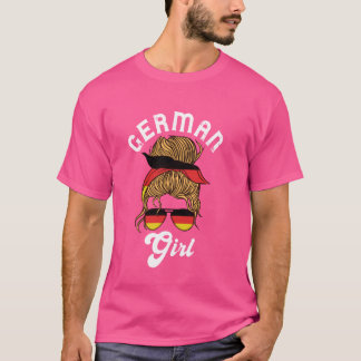 Duits Meisje Messy Bun Vrouw Deutschland Duitsland T-shirt