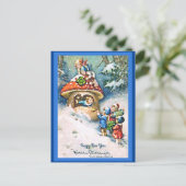 Duits nieuwjaar Kinderen & paddenstoel Briefkaart (Staand voorkant)