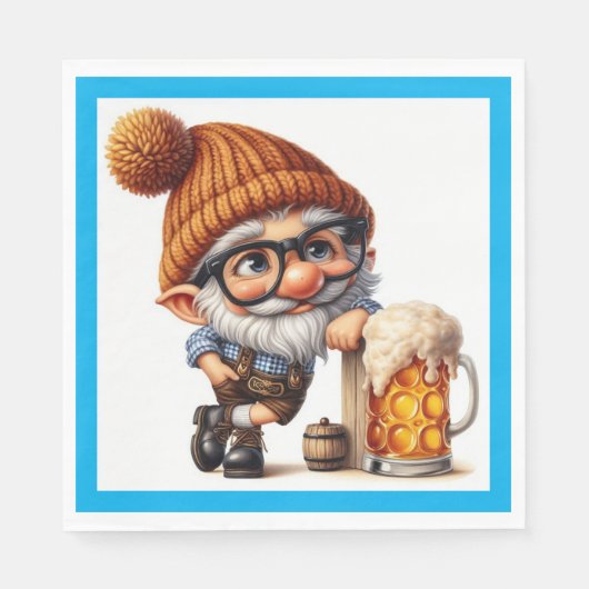 Duits Oktoberfest Bier Gnome Servet (Voorkant)
