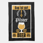 Duits Pilsner Bier en worst Theedoek (Verticaal)