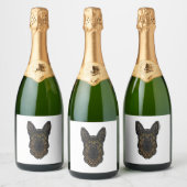 Duits Shepherd Design German Shepherd Gifts Dog O Sparkling Wijnetiket (Flessen)