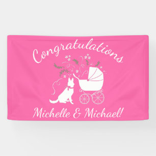 Duits Shepherd Dog Baby shower Pink Girl Spandoek