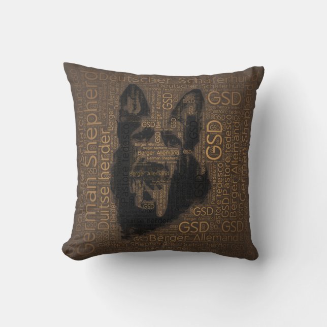 Duits Shepherd Dog - GSD Word Pattern Kussen (Voorkant)