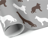 Duits Shepherd Dog Silhouettes Pattern Cadeaupapier (Rol Hoek)
